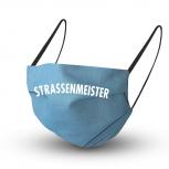 Textil Design Maske mit zertifizierten Innenvlies - Strassenmeister - 15827 HELLBLAU + Gratiszugabe