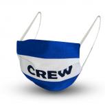 Baumwollmaske mit zertifiziertem Innenvlies - Blau-Weiß gestreift mit Aufdruck CREW - 15831 + Gratiszugabe