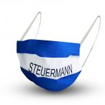 Baumwollmaske mit zertifiziertem Innenvlies - Blau-Weiß mit Print STEUERMANN - 15837 + Gratiszugabe