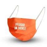 Design Maske mit zertifizierten Innenvlies - Pfleger im Dienst - 15860 ORANGE + Gratiszugabe