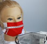 Textil Design Maske aus Baumwolle, mit zertifiziertem Innenvlies - Silberstreifen quer - 15896 Weihnachten