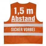 Warnweste mit Print - 1,5 Meter Abstand Sicher Vorbei - 15952 Gr. Orange / M