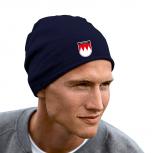 Longbeanie Slouch-Beanie Sommerbeanie mit Textildruck Wappen - FRANKEN - SB55028 blau