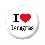 Ansteckbutton mit Print - I Love Lengries - 18048 - weiss - Gr. ca. 57mm