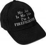 Baseballcap mit Einstickung - My Job is My life ... I m a Firefighter - 68177 schwarz