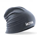 Longbeanie Slouch-Beanie Sommerbeanie mit Textildruck - ÄRZTIN - 54444-b grau