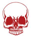 Aufkleber Applikation - Totenkopf Skull Schädel - AP1705 rot / 12cm