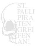 Aufkleber Applikation - Totenkopf Skull Schädel - St. Pauli Piraten greifen an ! - AP1707 - versch. Farben u. Größen silber / 30cm
