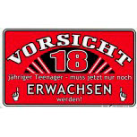 Schild für Jugendliche - VORSICHT 18 - 309266 - 25cm x 15cm - Fun Teenager