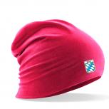 Longbeanie Slouch-Beanie Sommerbeanie mit Textildruck Wappen - BAYERN blau-weiß Rauten - SB55014 Pink