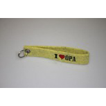 Filz-Schlüsselanhänger mit Stick I love Opa Gr. ca. 17x3cm 14405 gelb