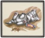 Mauspad Mousepad Tiermotiv - Katze liegend im Sand - 22643