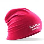 Longbeanie Slouch-Beanie Sommerbeanie mit Textildruck - PFLEGERIN IM DIENST - SB55006 Pink