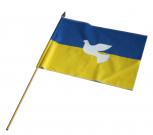 Stockfahne - Friedenstaube UKRAINE - Gr. ca. 45x29cm - 24417 - Länderfahne mit Holzstock Flagge