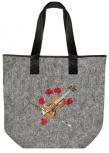 Filztasche mit romantischer Einstickung - GEIGE ROSEN ROMANTIK - 26094 - Shopper Bag Umhängetasche Tasche