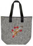 Filztasche mit Einstickung - GEIGE ROSEN ROMANTIK - 26094 - Shopper Bag Umhängetasche Tasche