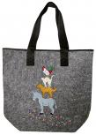 Filztasche mit Einstickung - Bremer Stadtmusikanten Motiv 2 - 26227 Shoppertasche Gr. ca. 46,5cm x 39,5cm