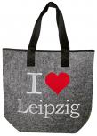 Filztasche mit Einstickung - I Love Leipzig - 26239 Shoppertasche Gr. ca. 46,5cm x 39,5cm