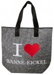 Filztasche mit Einstickung - I Love Wanne-Eickel - 26240 Shoppertasche Gr. ca. 46,5cm x 39,5cm