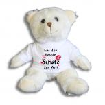 Teddybär mit T-Shirt - für den besten Schatz der Welt Gr. ca. 26 cm - 27002 weiß