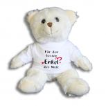 Teddybär mit Shirt  - Für den besten Enkel der Welt -- Größe ca. 26cm - 27033 weiß