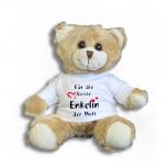 Teddybär mit Shirt  - Für die beste Enkelin der Welt - Größe ca 26cm - 27034 hellbraun