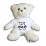 Teddybär mit Shirt  - Für die beste Freundin der Welt - Größe ca 26cm - 27046 weiß