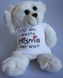 Teddybär mit Shirt  - Für die beste Mama der Welt - Größe ca 26cm - 27047 weiß