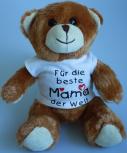 Teddybär mit Shirt  - Für die beste Mama der Welt - Größe ca 26cm - 27047 dunkelbraun