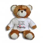 Teddybär mit Shirt  - Für meine aller, aller, allerliebste Mama - Größe ca 26cm - 27167 dunkelbraun
