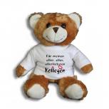 Teddybär mit Shirt  - Für meinen aller, aller, allerliebsten Kollegen - Größe ca 26cm - 27172 dunkelbraun