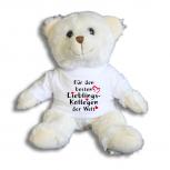 Teddybär mit Shirt  - Für den besten Lieblings-Kollegen der Welt - Größe ca 26cm - 27176 weiß