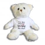 Teddybär mit Shirt  - Für den besten Fern Fahrer der Welt - Größe ca 26cm - 27181 weiß