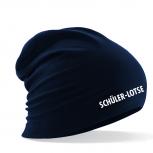 Longbeanie Slouch-Beanie Sommerbeanie mit Textildruck - SCHUELERLOTSE - SB55009 blau