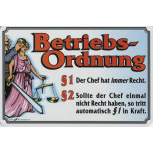 Spaß-Schild - Betriebsordnung ... Der Chef hat Recht ... - 308990 - 30 x 20 cm - Arbeit Chef