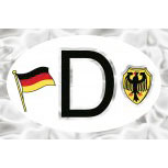 Alu-Qualitätsaufkleber oval - D = Deutschland Wappen Fahne - 301150 - Gr. ca. 102 x 66 mm
