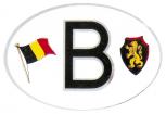 Aufkleber Stick Button Applikation PVC-Aufkleber "B = Belgien" NEU Gr. ca. 11 x 7cm (301152) Länderkennzeichnung Landeszeichen Wappen