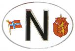 Alu-Qualitätsaufkleber oval - N = Norwegen Wappen Fahne - 301163 - Gr. ca. 102 x 66 mm