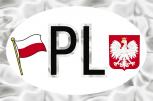 Alu-Qualitätsaufkleber oval - PL = Polen Wappen Fahne - 301165 - Gr. ca. 102 x 66 mm