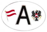 (301167) Auto-Aufkleber Stick Applikation Emblem Aufkleber oval mit Silberrand "A = Austria Österreich" NEU Gr. ca. 10,2 x 6,6cm - Wappen Landeszeichen Flagge