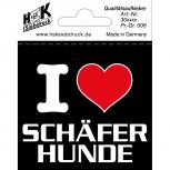 Aufkleber - I love Schäferhunde - Gr. ca. 75 x 70 mm - 307182