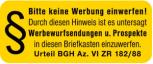 PVC-Aufkleber - BITTE KEINE WERBUNG - 302057/9 - Gr. ca. 48 x 20 mm