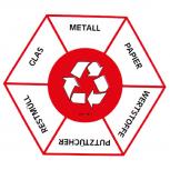 PVC-Aufkleber - Recycling von Glase, Metall, Papier, ... - Gr. ca. 10 cm - 303498