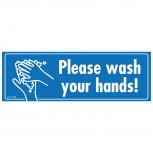 Warnschild  - Please wash your hands - Gr. ca. 15 x 5 cm - 307528/2 - Schutz vor Viren, Keime und Bakterien
