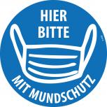 Aufkleber - HIER BITTE MUNDSCHUTZ TRAGEN - Gr. ca. 9,5 cm - 307533 - Vorsorgeschild Virusschutz