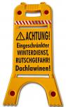 Warnaufsteller Dachaufsteller - Achtung! Eingeschränkter Winterdienst... - Gr. ca. 28 x 64cm - 308552-4 beidseitige Beschriftung