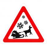 Schild Hinweisschild Vorsicht Weihnachtsmann mit Schlitten 308858/1 Gr. ca. 29,5cm x 34cm