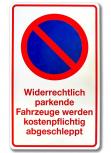PST-Schild - Widerrechtlich parkende Fahrzeuge werden....  - Gr. ca. 30 x 20 cm - 308939-1