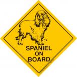 Schild mit Saugnäpfen - SPANIEL ON BOARD - 309107 - Gr. ca. 15 x 15 cm