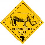 Schild mit Saugnäpfen - RHINOCEROS next 15 Miles - 309119 - Gr. ca. 15 x 15 cm